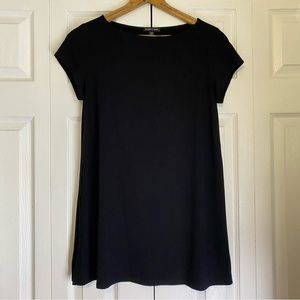 Eileen Fisher Bateau Neck Tunic Top Black S/P